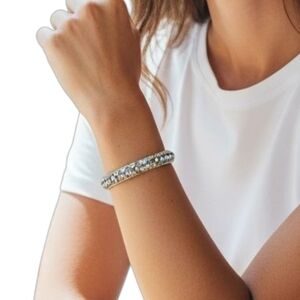Stunning Crystal glass and gold Baby Blue Bangle